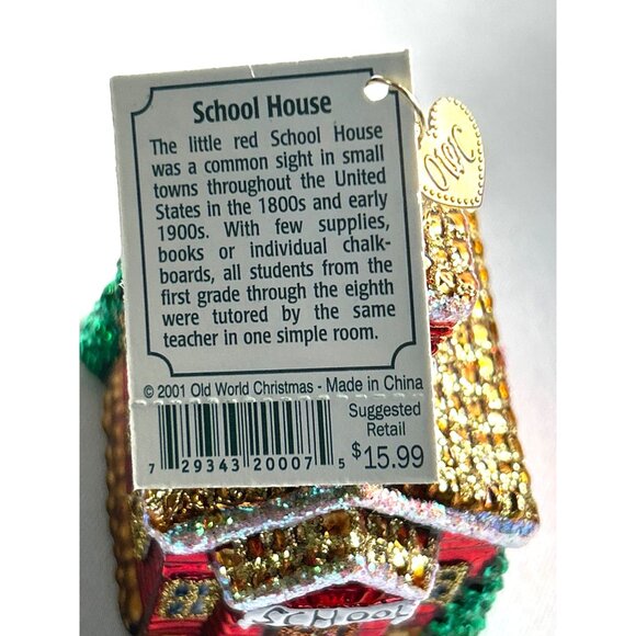 2001 Merch Family’s Old World Christmas Little Red Glass School House Ornament - Picture 6 of 15